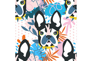 Abstract papercut collage dog head