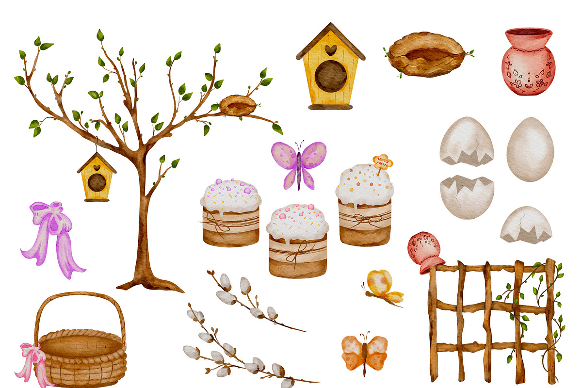 Easter Animal Watercolor Clipart Set, a Seasonal Illustration by ZabolotnaArt (Photo 3 of 14)