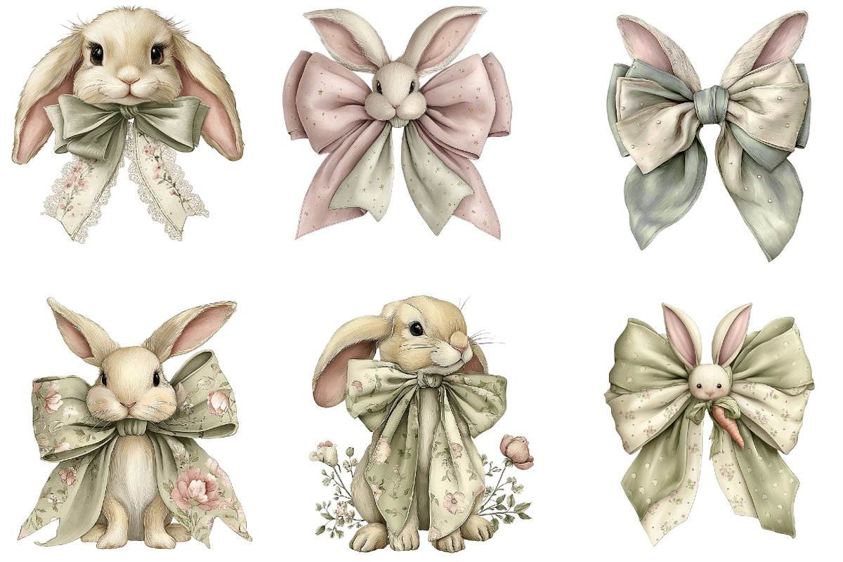 Easter Bunny Bow Clipart, an Illustration by DreamArtGraphic (Photo 3 of 5)