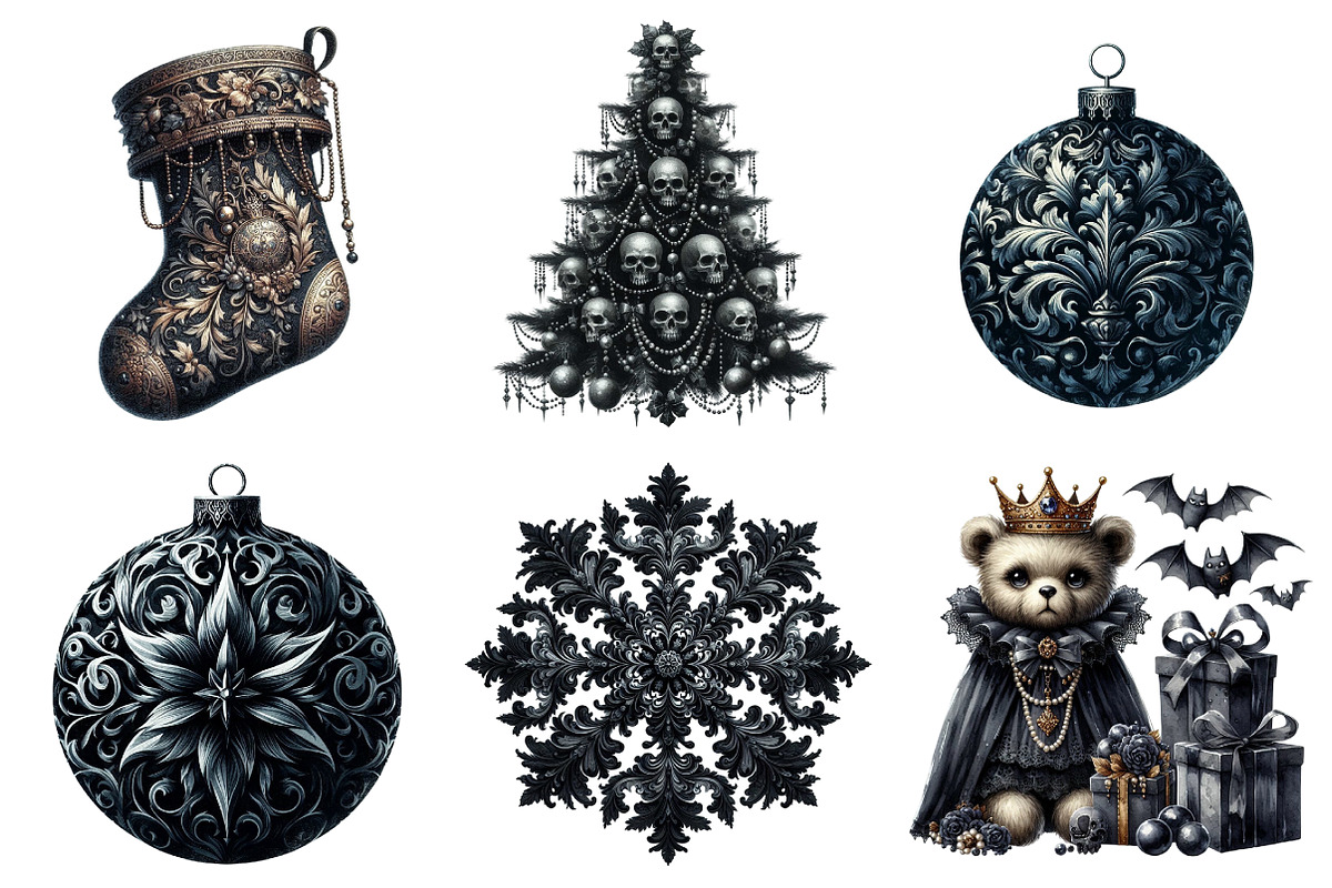 Gothic Christmas clipart bundle, an Illustration by SinaCreation (Photo 4 of 7)