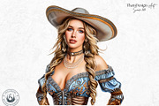 Southern Belle Cowgirls Clipart Set, a Person Illustration by ThatsDesign Art (Thumbnail 4 of 10)