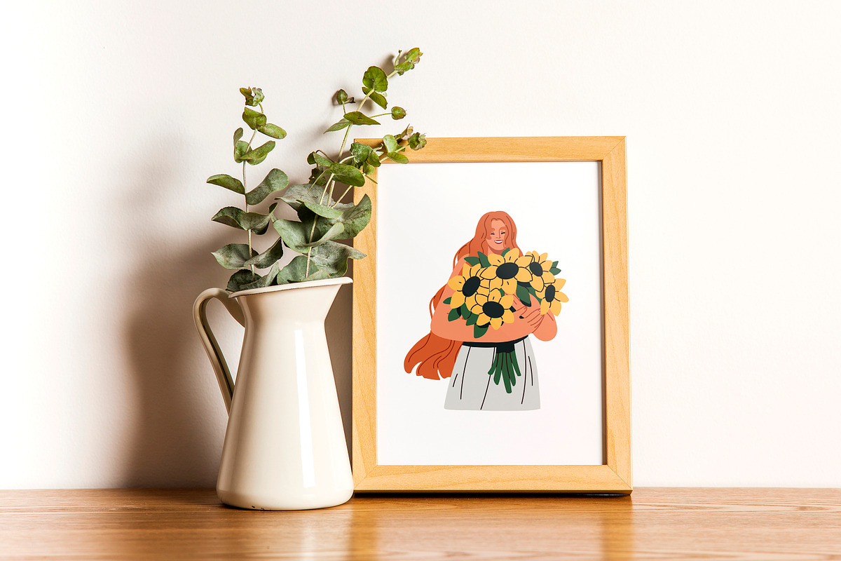 Happy women with flower bouquets set, a Person Illustration by Good Studio (Photo 9 of 12)