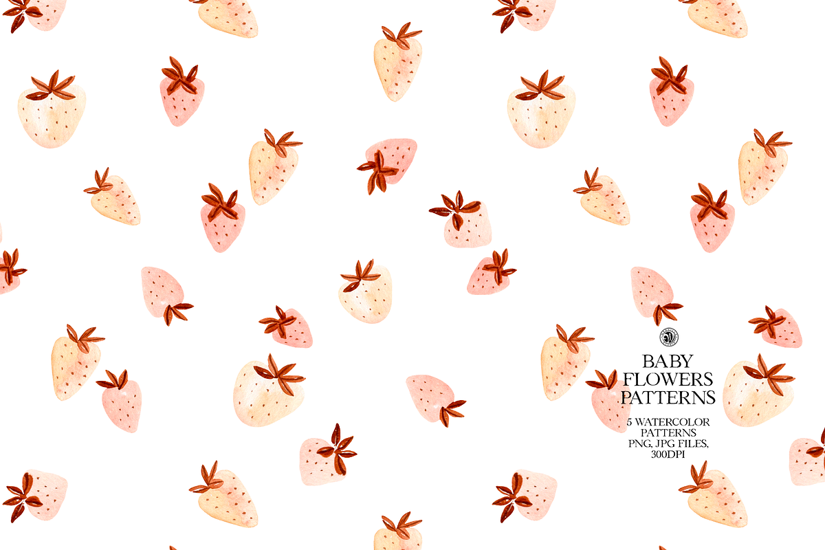 Baby Flowers Watercolor Patterns, a Pattern Graphic by Webvilla Studio (Photo 3 of 9)