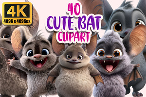 Cute Bat PNG Clipart Bundle, a Graphic by M9 Design