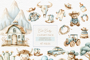 Baby cowboy boot clipart, Watercolor