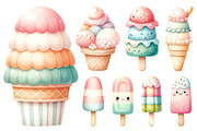 Whimsical Ice Cream Bundle, a Food Illustration by Whimsy Brush Studio (Thumbnail 4 of 9)
