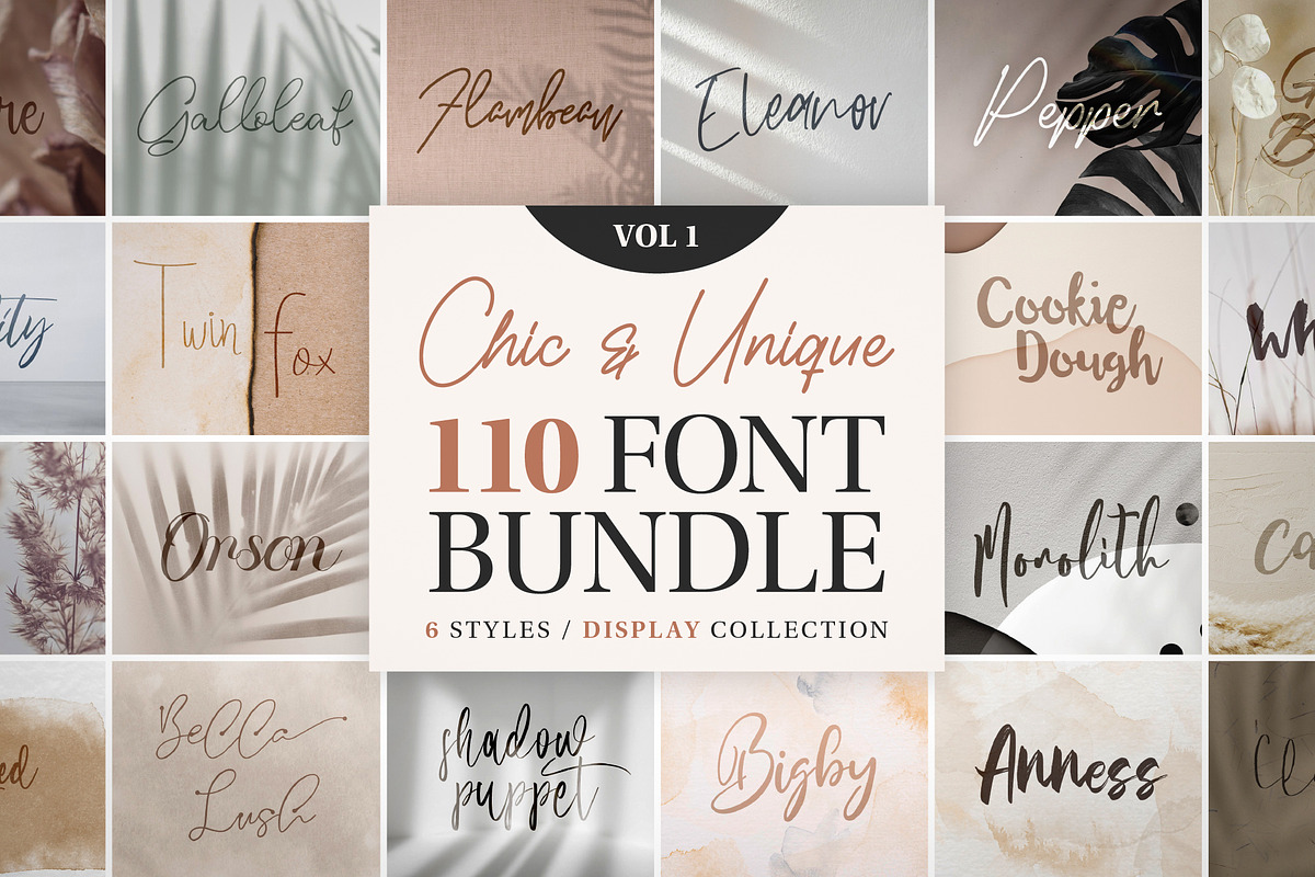 Chic and Unique Font Bundle Vol 1, a Font by Keke Studio (Photo 1 of 6)