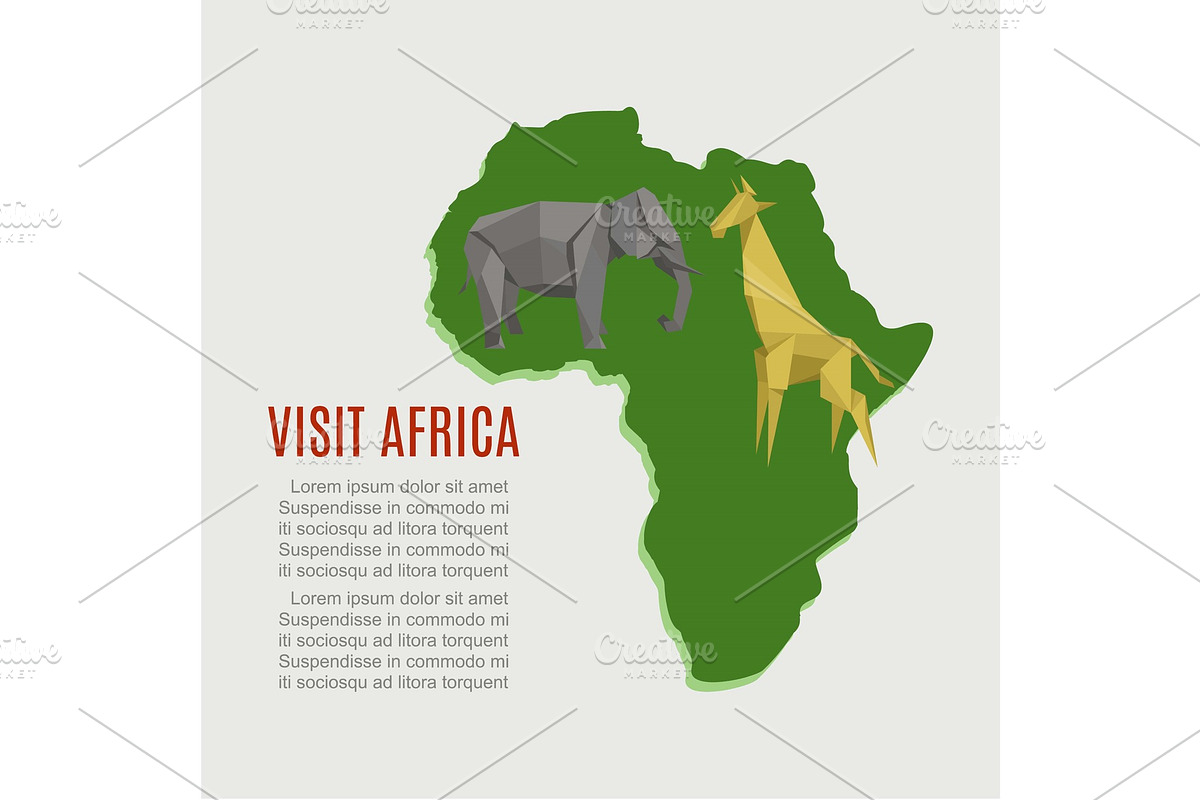 Visit Africa, map for travel, an Animal Illustration by RocketArt