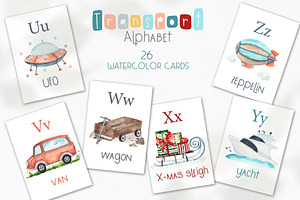 Watercolor Transport Alphabet