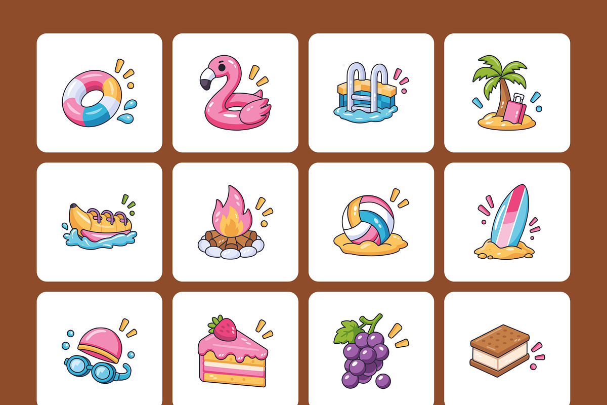 150 Summer Flat Icons Bundle, an Emoji Icon by Vectors Market (Photo 10 of 12)