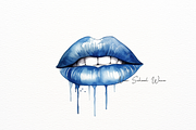 Glossy Blue Watercolor Lips, an Object Illustration by New-School-Wave (Thumbnail 3 of 5)