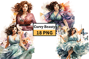 Watercolor Curvy Beauty Clipart, a Person Illustration by Mash Mash Stickers (Thumbnail 1 of 9)