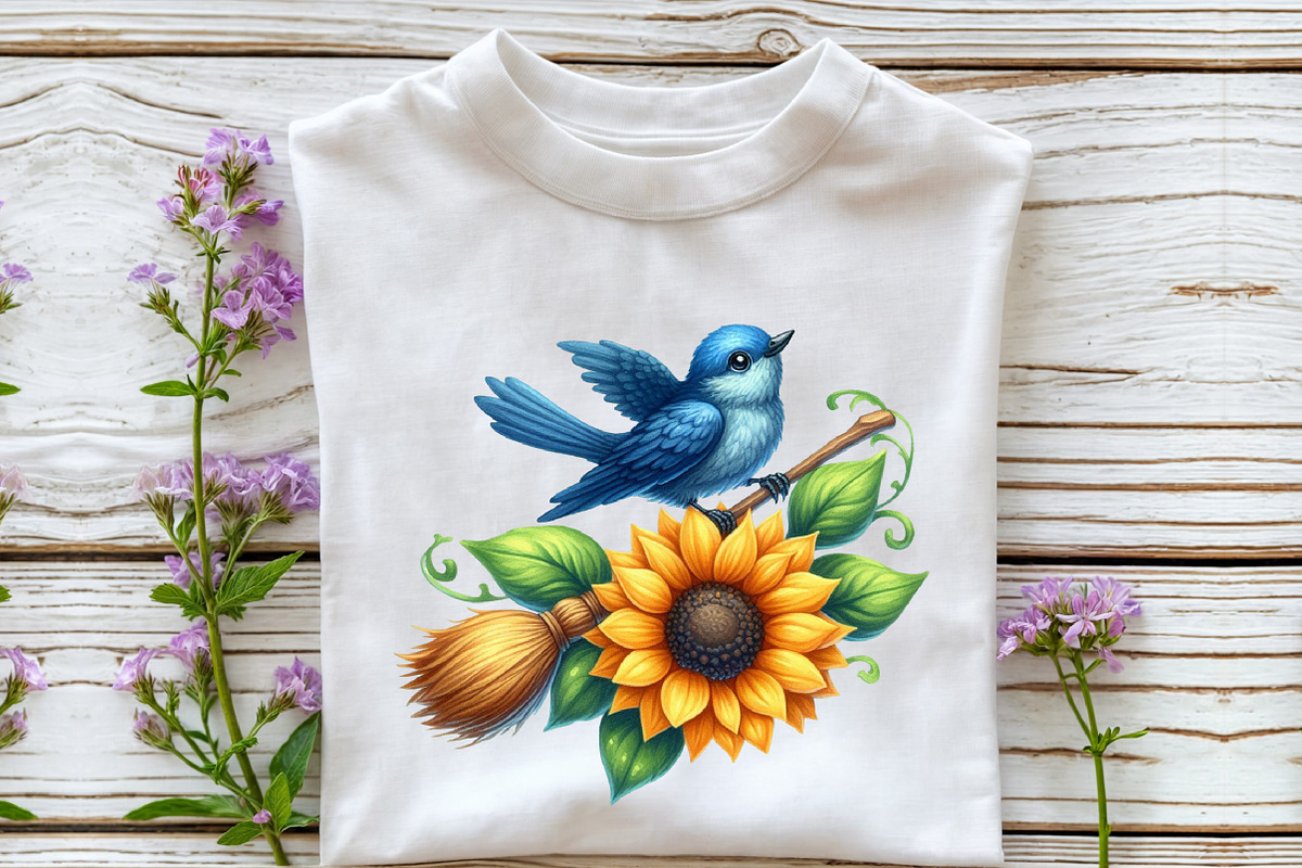Funny Bird & Sunflower Clipart, an Illustration by Rose Art (Photo 6 of 7)