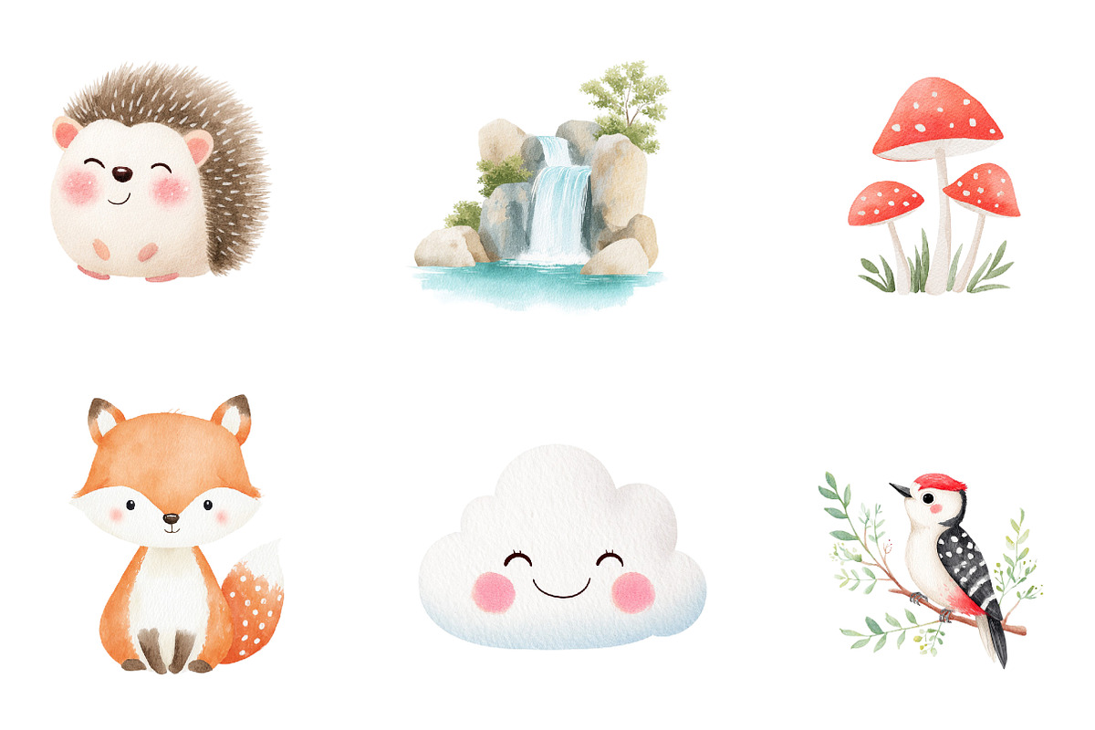 Cute Baby Forest Animals Clipart, an Illustration by CreationArt (Photo 2 of 5)