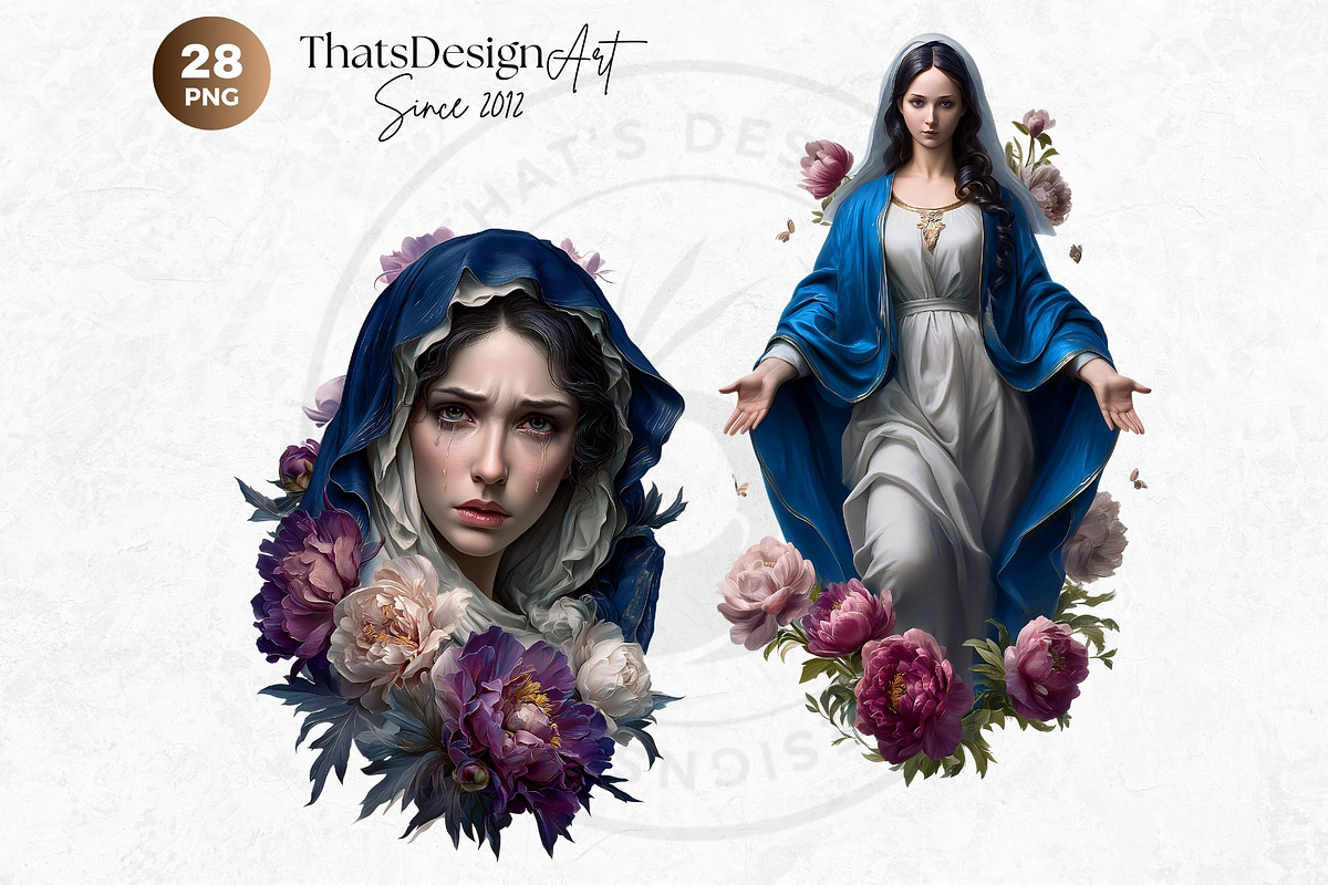 Holy virgin Mary clipart set, a Person Illustration by ThatsDesignArt (Photo 10 of 10)