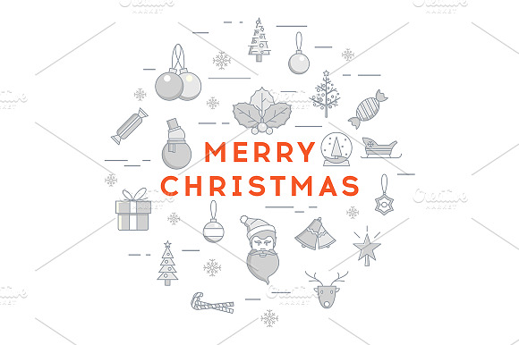 Line Christmas Icons.