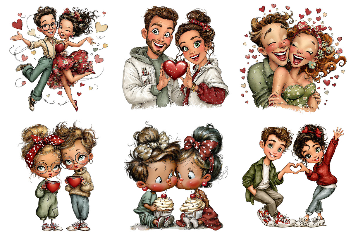 Whimsical Romantic Lovers Clipart, an Illustration by Craft Nest (Photo 6 of 8)