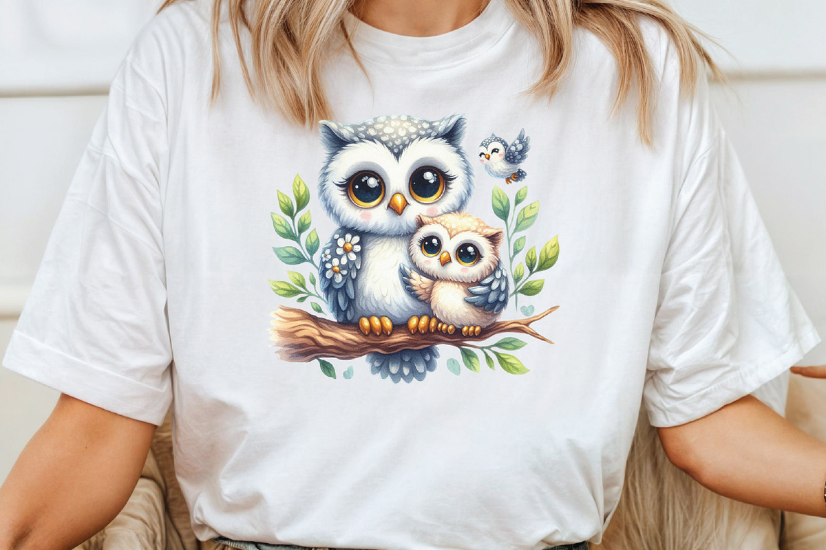 Cute Mom & Bub Owls Clipart, an Illustration by CraftArtStudio (Photo 4 of 6)
