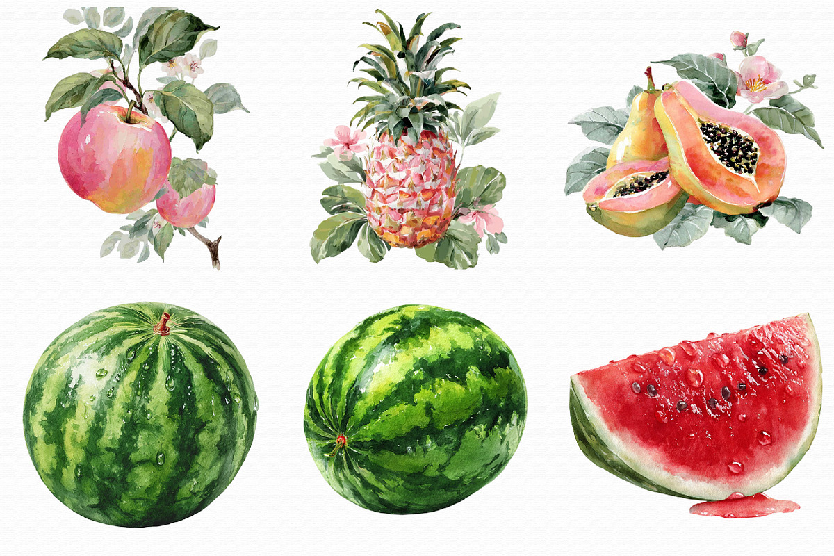 Watercolor Fruits Clipart, an Illustration by Libby Wishes (Photo 2 of 7)