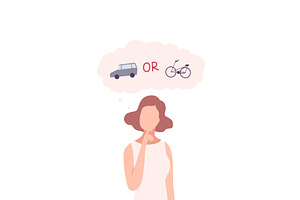 Young Woman Trying to Make Decision, a Person Illustration by TopVectors