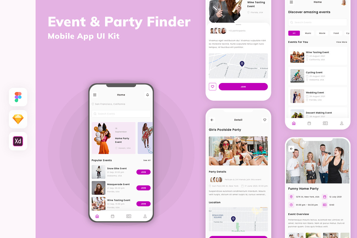Event & Party Finder App UI Kit, an UI Kit Template by uicube