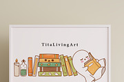 Cozy Bookish Ghost Clipart | Ghost, an Education Illustration by TitaLivingArt (Thumbnail 8 of 9)