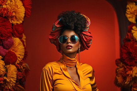 Fashionable african american woman with afro hairstyle and sungl, a Beauty & Fashion Photo by AS photostudio