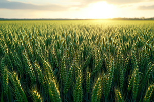 Meadow of green wheat field with sunlights, a Nature Photo by AlyaAnd