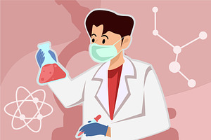 Man in white coat research design, an Education Illustration by zyxroun shop