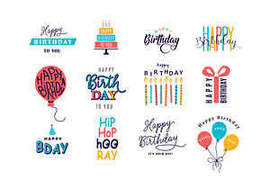 Happy Birthday logo set vector, an Object Illustration by Zaie