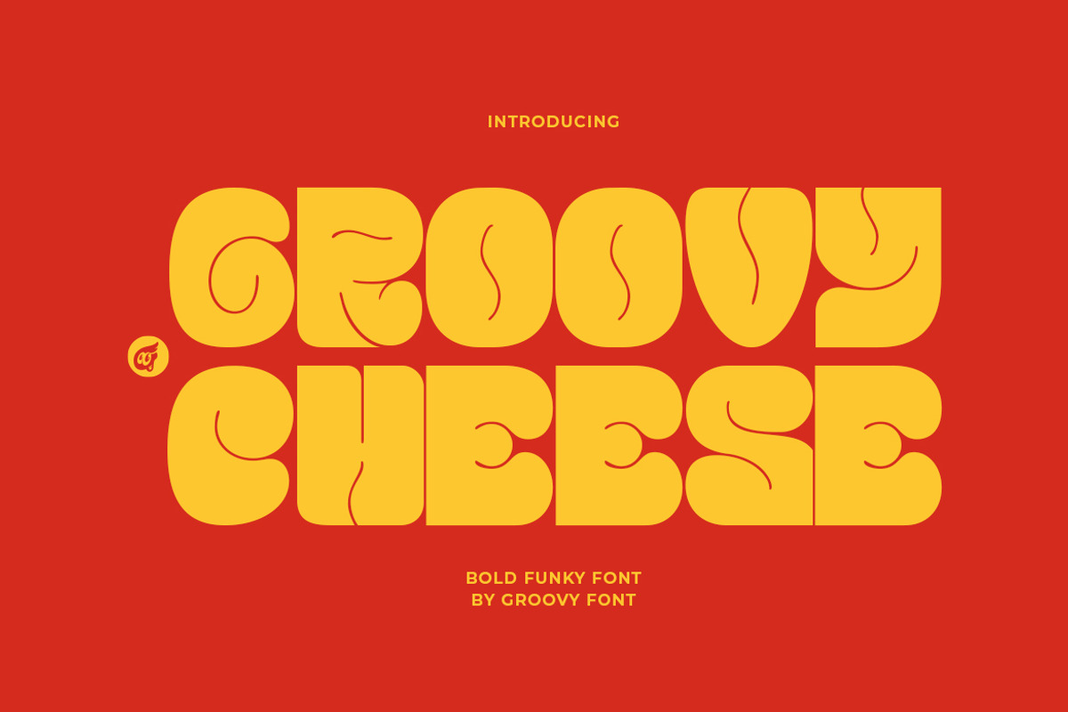 GF Cheese - Bold Funky Font, a Sans Serif Font by GroovyFontCo (Photo 1 of 9)