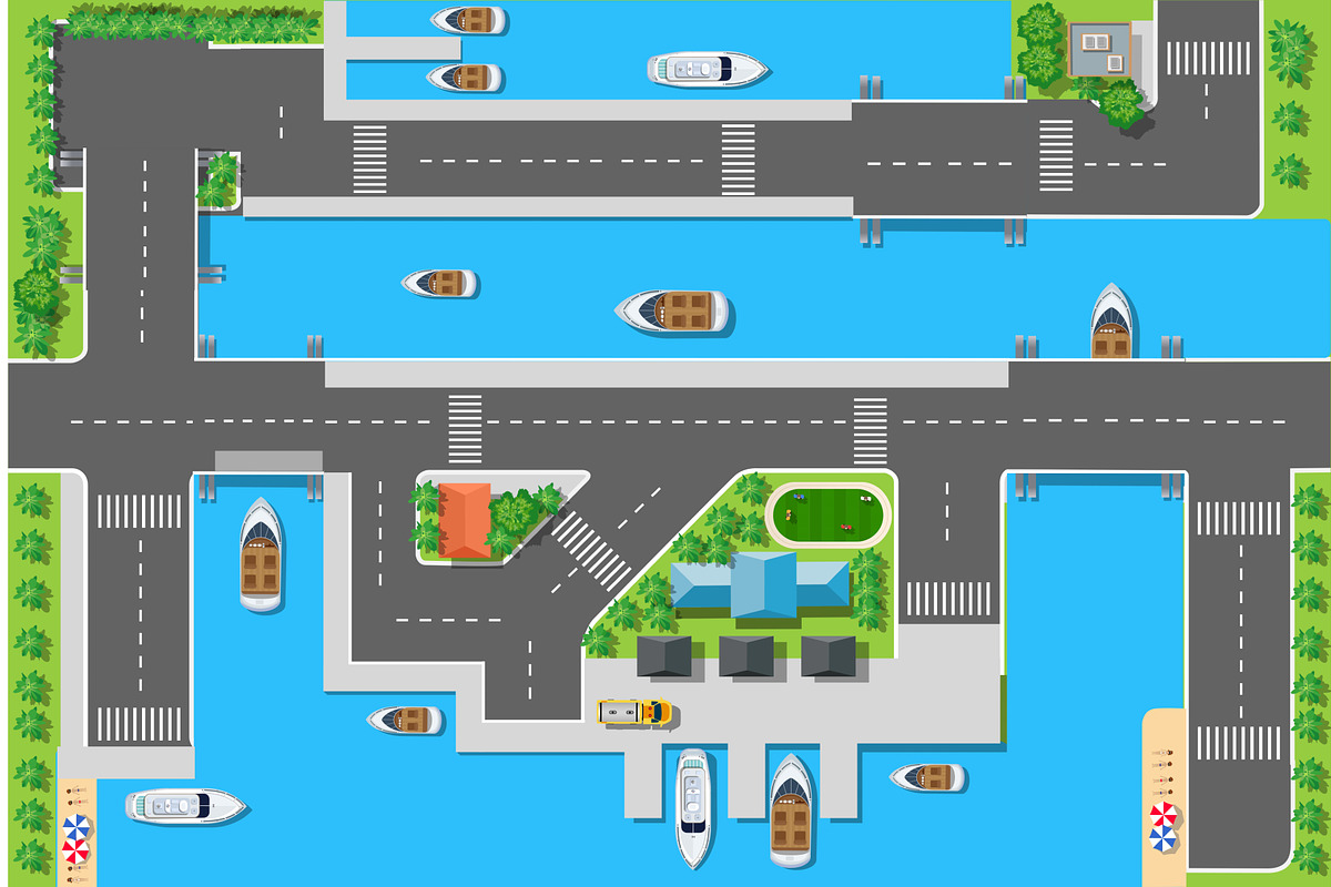Top viewport marinas with bridges, an Object Graphic by AlexZeL (Photo 1 of 3)