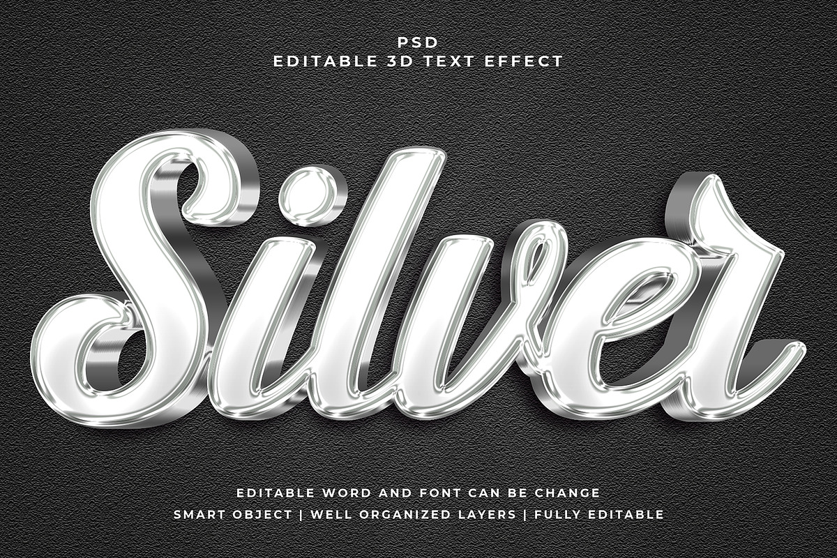 Silver 3d Editable Text Effect Style, a Layer Style Add-On by designermdnazir