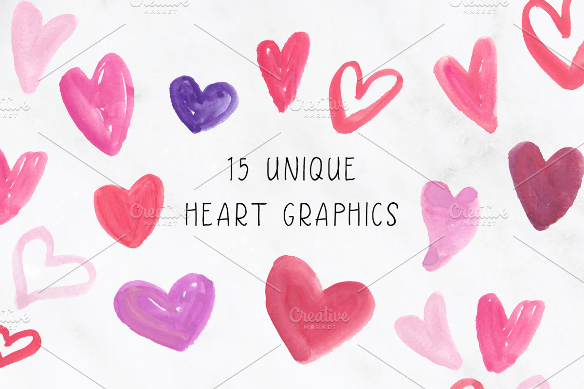 Hearts Love Watercolor Clipart, an Illustration by Emerald & Ivy Studios (Photo 2 of 4)