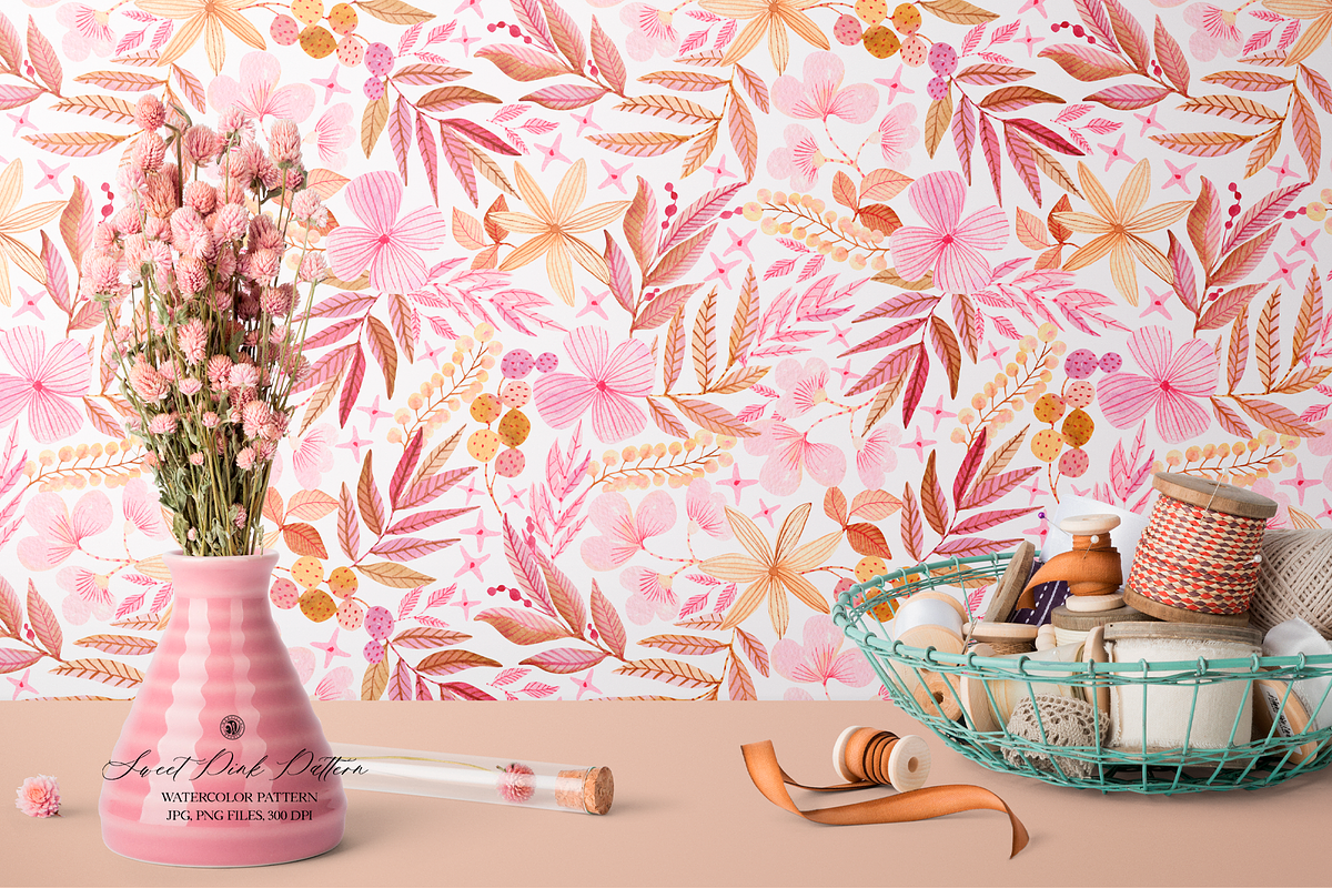 Sweet Pink Watercolor Pattern, a Pattern Graphic by Webvilla Studio (Photo 3 of 6)