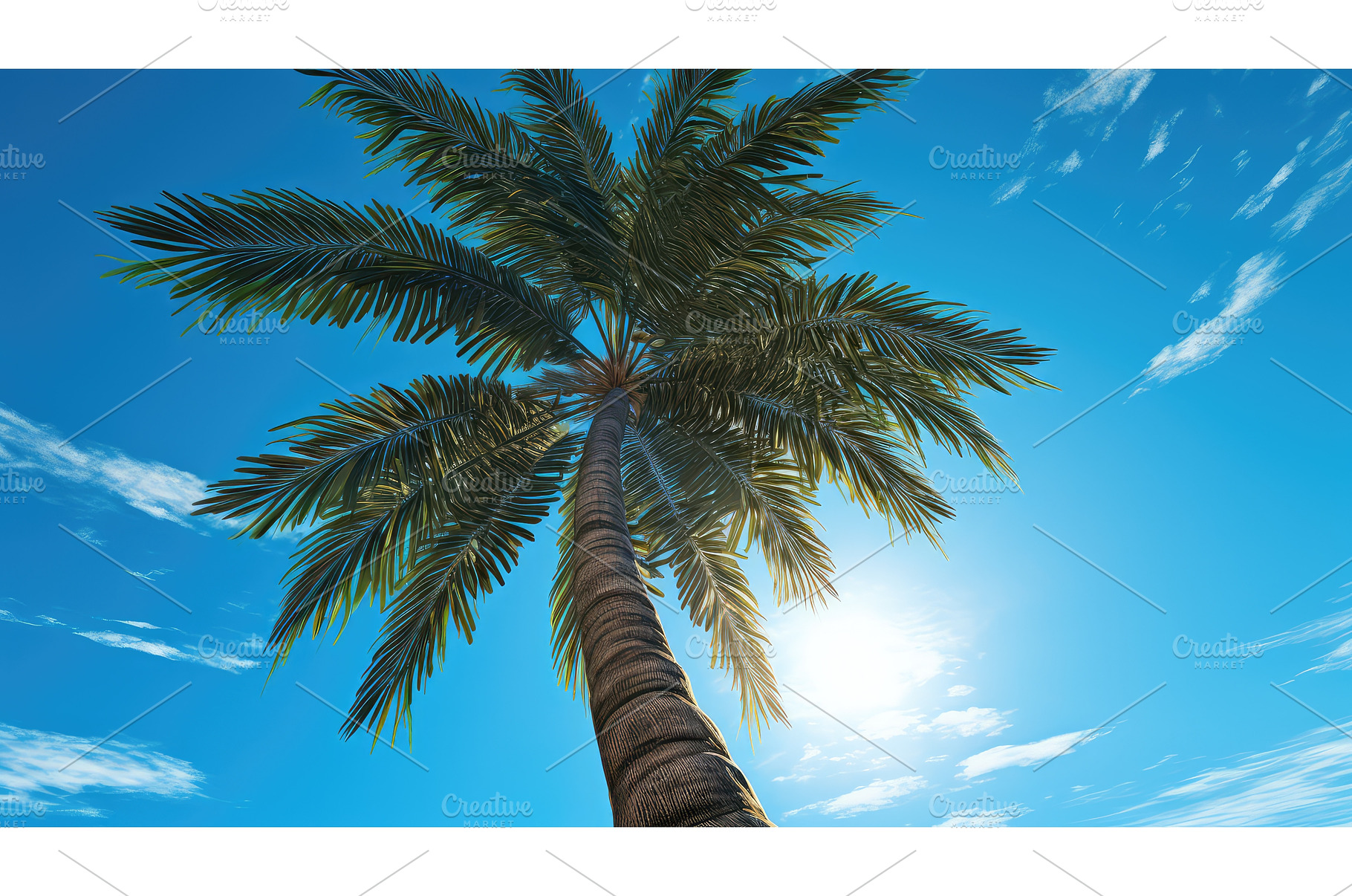sky 3d palm tree ai generated, a Nature Photo by pikepicture