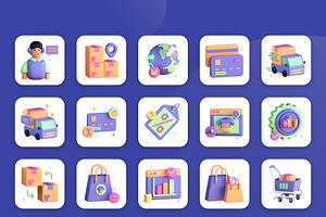 3D Animated Digital Commerce Icons