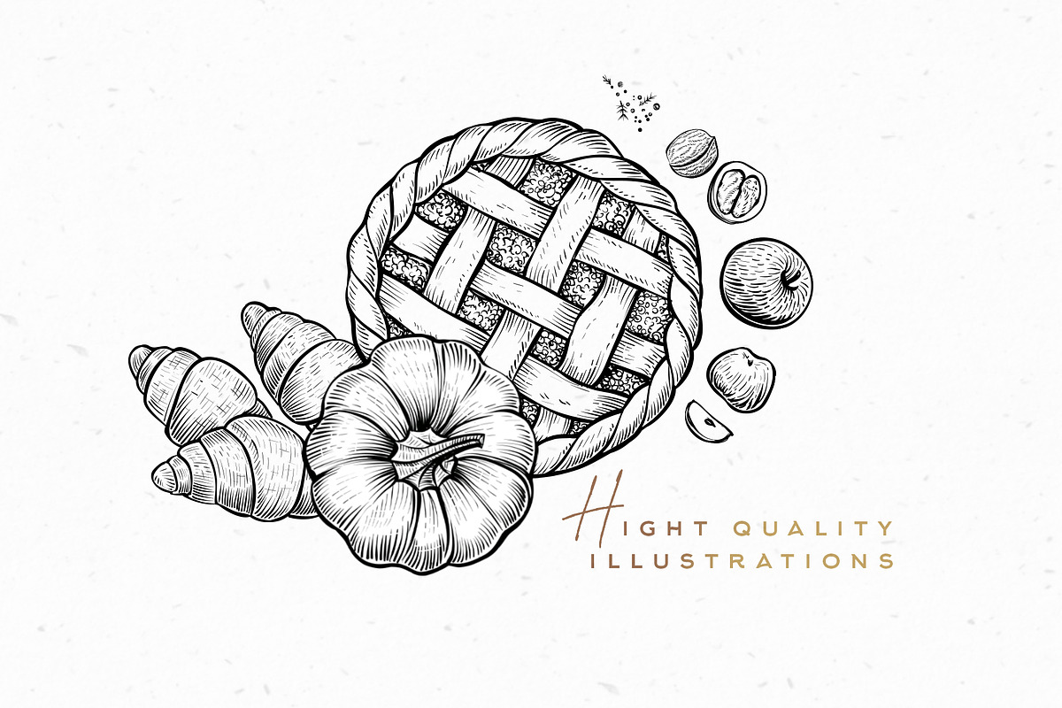 Thanksgiving dinner - Vector food, a Food Illustration by Aquatinta (Photo 3 of 7)