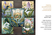 Spring at Stonehenge Postcard Set, a Seasonal Illustration by The Dutch Lady Designs (Thumbnail 6 of 7)
