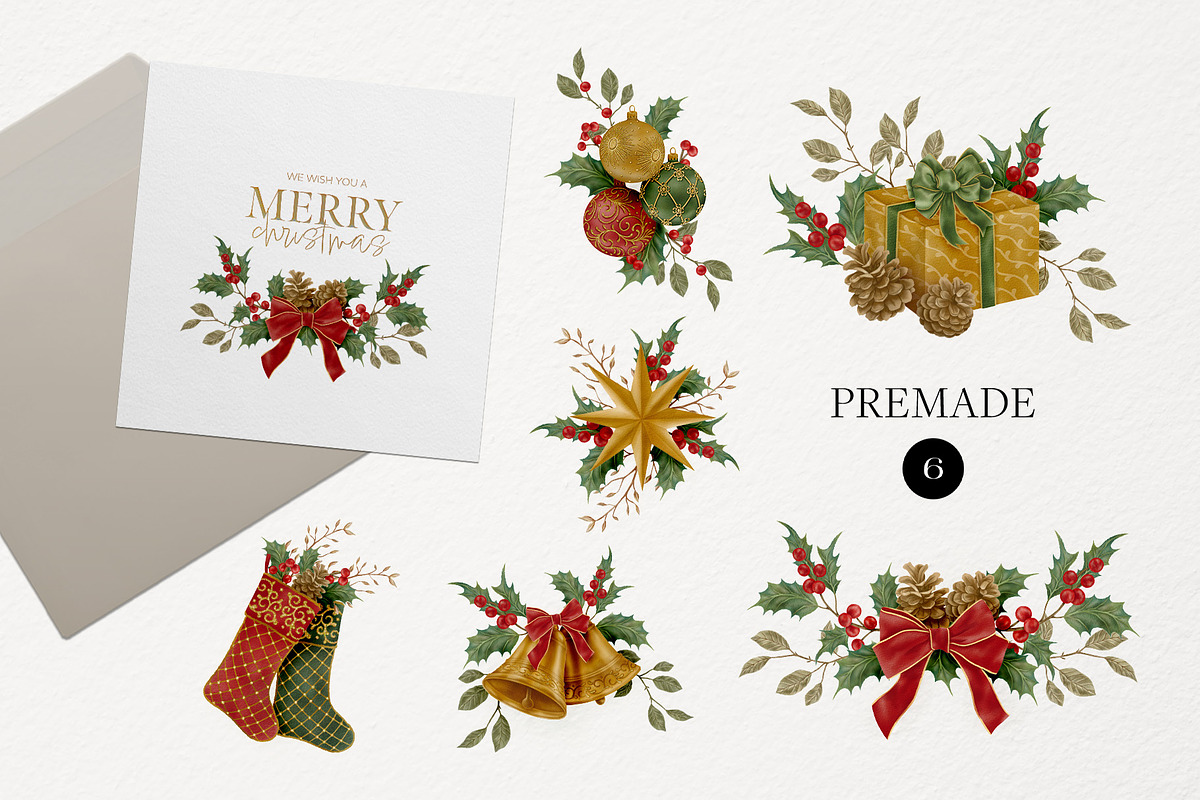 Christmas Watercolor Decorations, an Object Graphic by DesignerCandies (Photo 4 of 5)