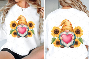 Happy Valentines Gnome with Sunflowe, a Graphic by Libby Wishes