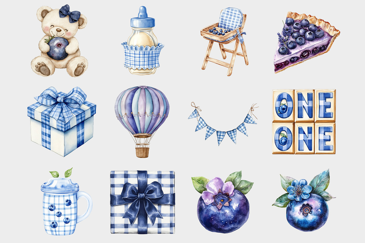 Watercolor Berry First Birthday Clip, a Seasonal Illustration by Design Market (Photo 3 of 5)