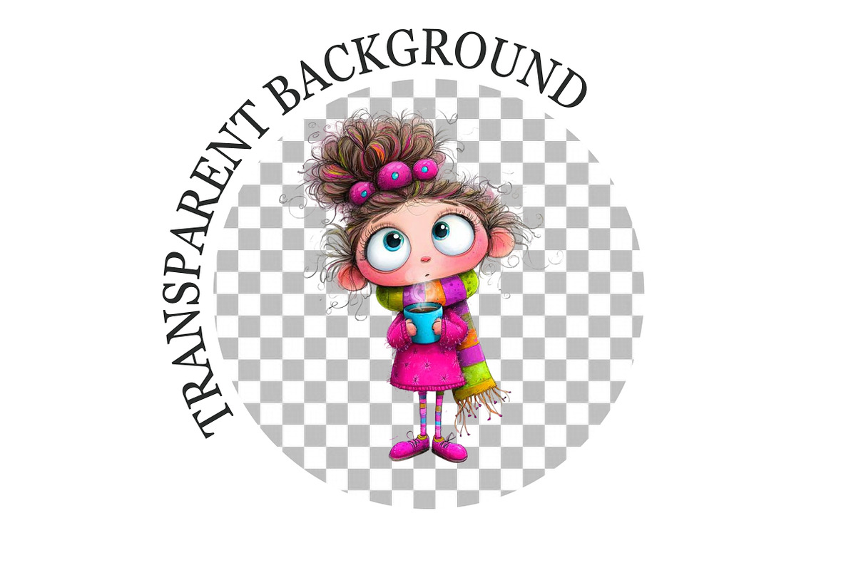 Whimsical Coffee Girl Clipart, a Seasonal Illustration by Rose Art (Photo 6 of 6)