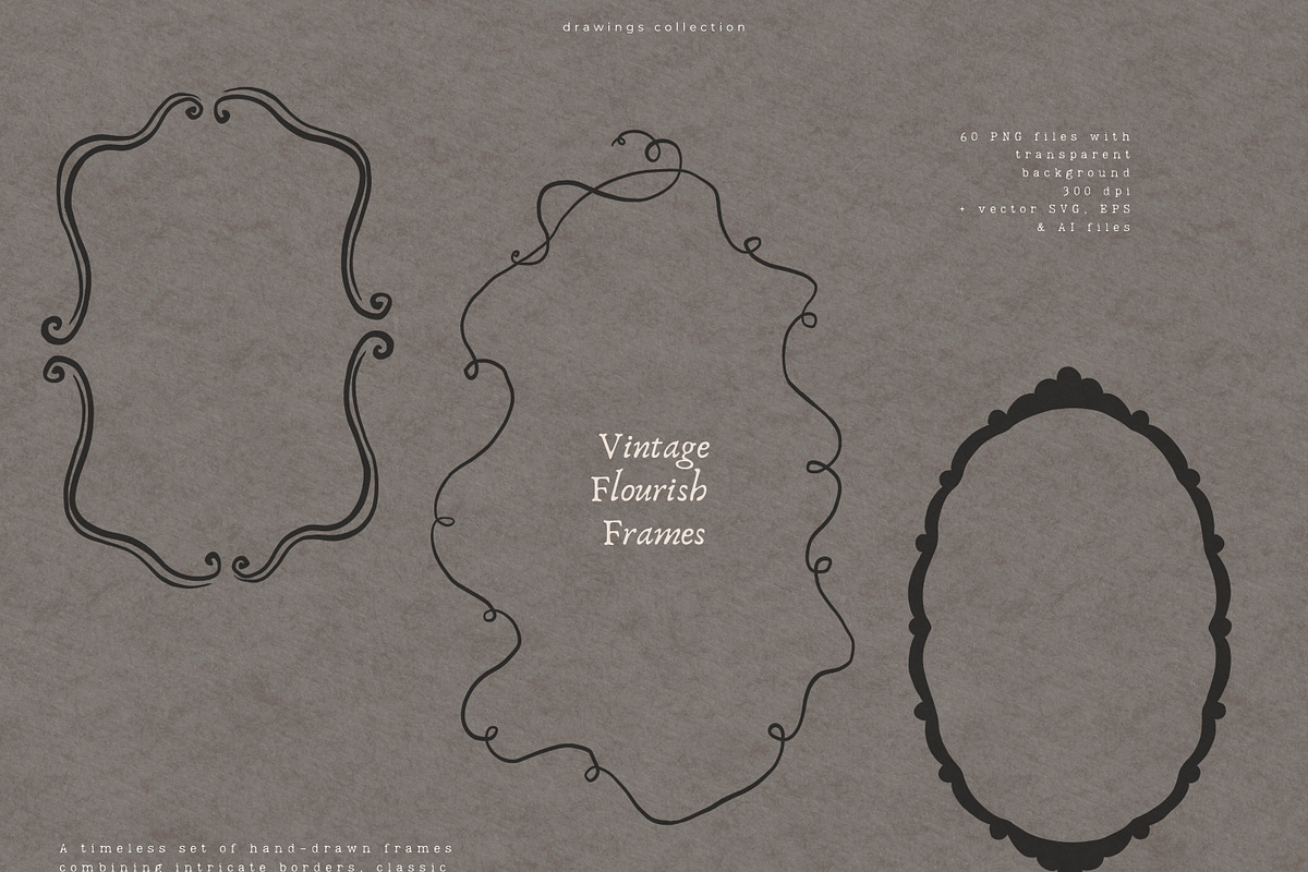 60 Vintage Flourish Frames, a Decorative Illustration by PeDe Designs (Photo 9 of 11)