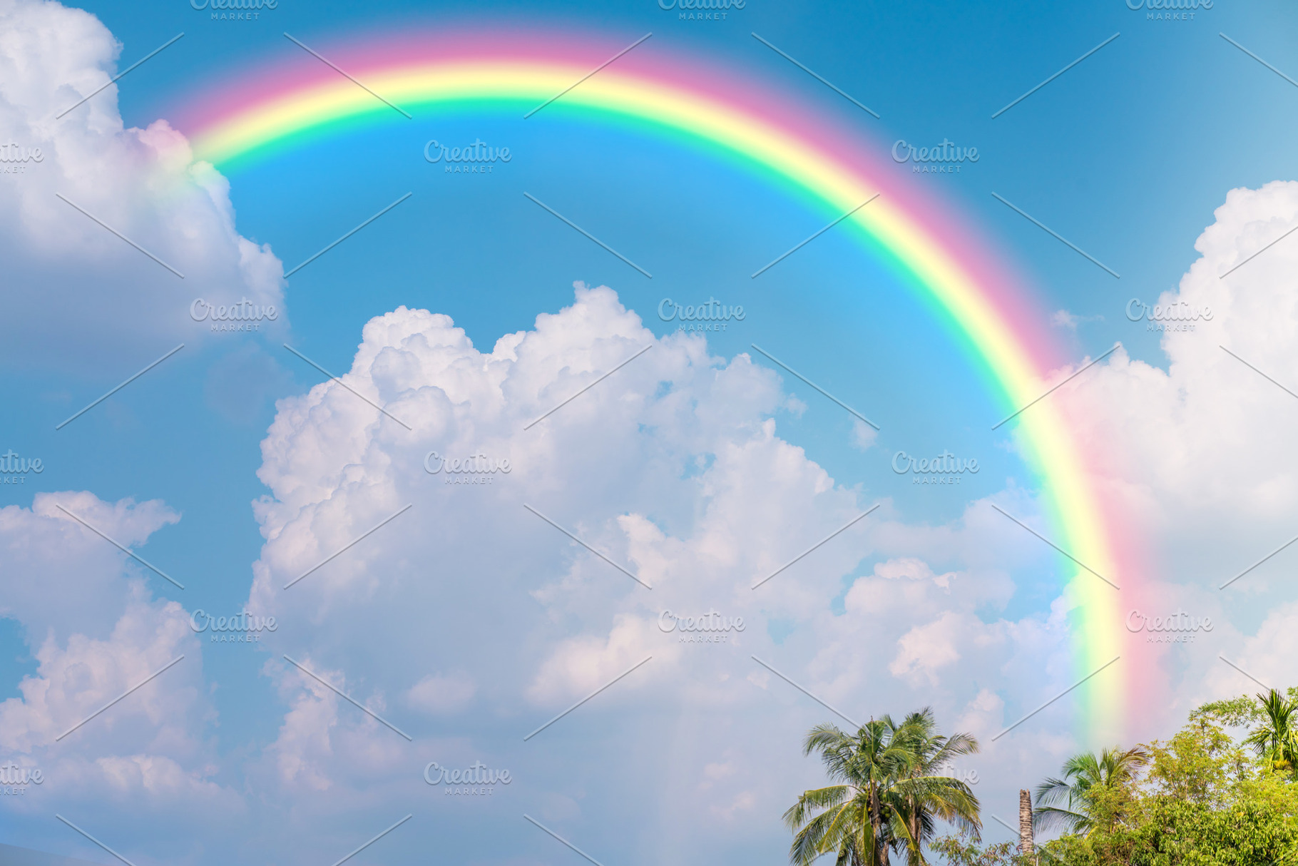 Rainbow in blue sky., a Nature Photo by Nednapa