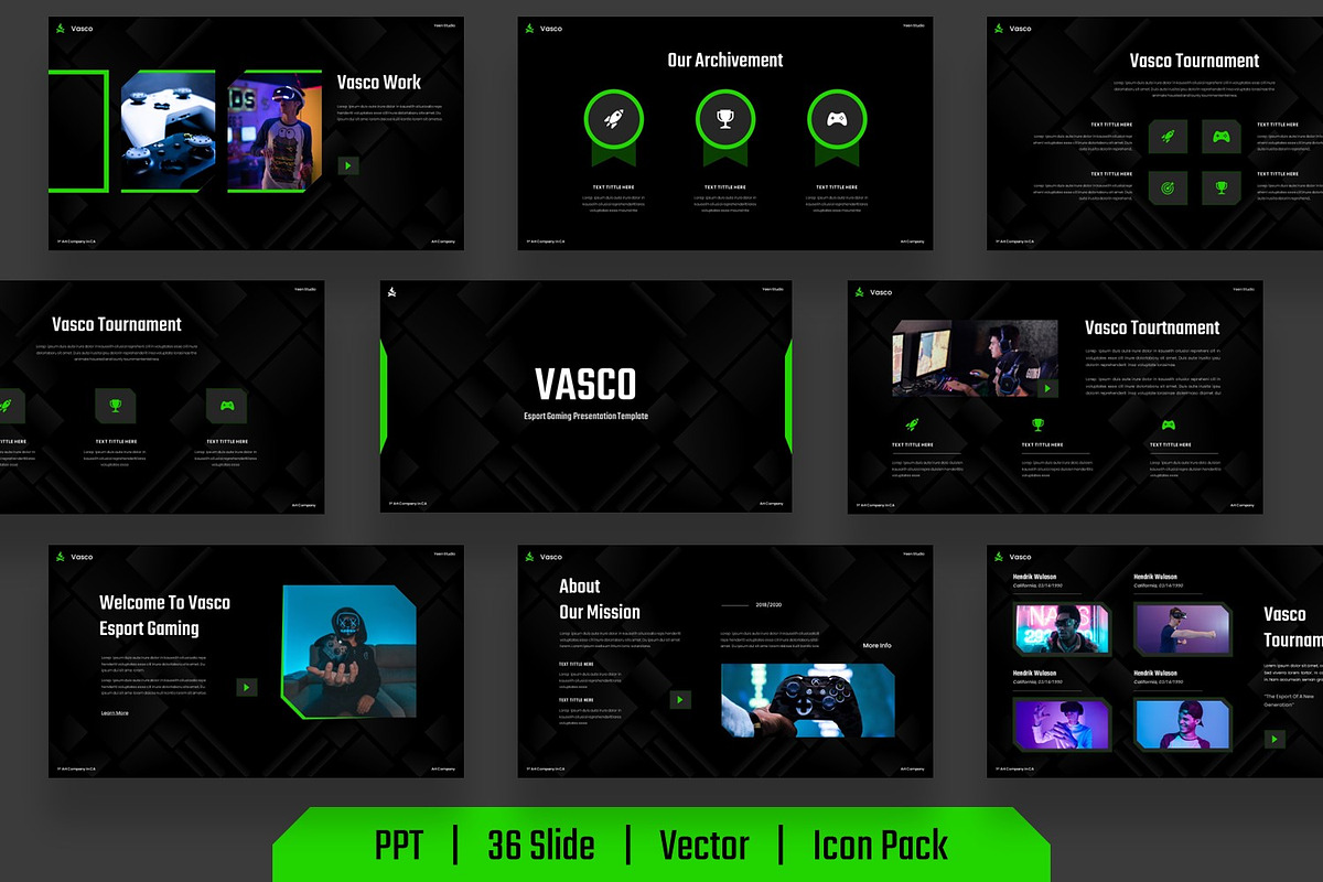 Vasco - Esport Gaming Powerpoint, a Presentation Template by BumbleGraph Studio (Photo 1 of 10)