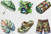 Watercolor Camouflage Summer Clipart, an Illustration by Black Bird Studio (Thumbnail 2 of 7)