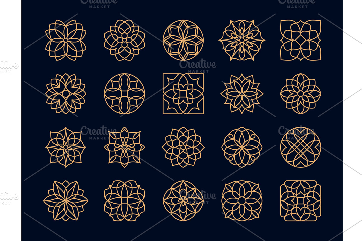 Art deco flowers, floral ornaments, a Decorative Illustration by Vector Tradition