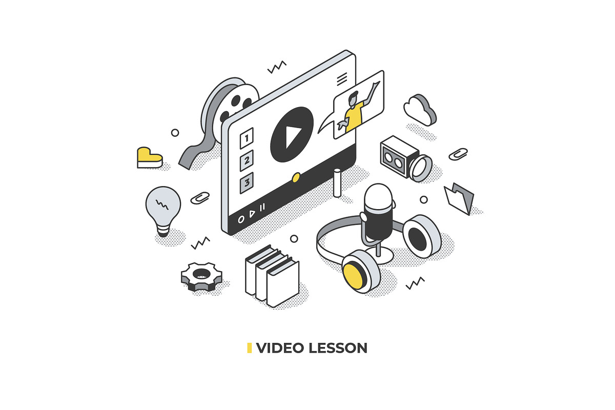 Isometric Lined Illustrations Set, an Education Illustration by Rassko (Photo 2 of 13)