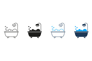 Bathtub with Bubbles Icons, an Object Illustration by Gentle Studio